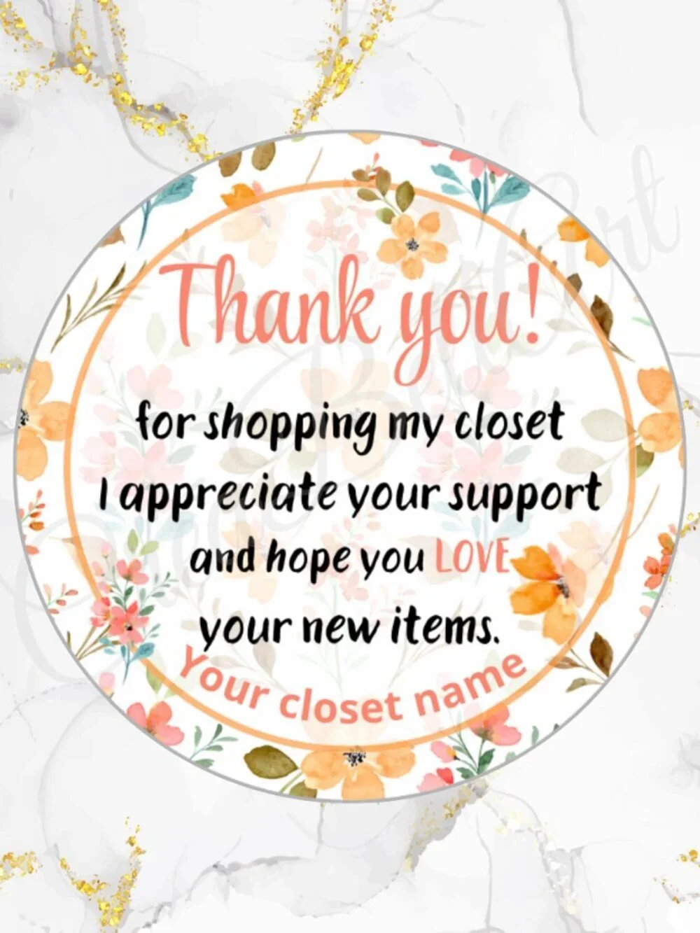 60 Pack Floral Stickers with Personalization 2 inch Glossy